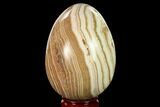 Polished, Banded Aragonite Egg - Morocco #161254-1